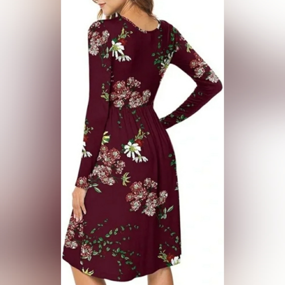 DB Moon Size M Maroon Floral Print Dress